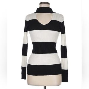Society 212 Black and White Striped Sweater